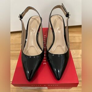 Kelly & Katie Black Patent slingback pumps 7.5